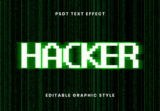 Green Hacker Glitch Font Digital Pixelated Text Effect