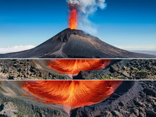 Scientific illustration of volcano structure with labeled internal features
Hungarian-labeled volcano diagram showing magma movement and eruption