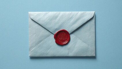 Light blue envelope with red wax seal