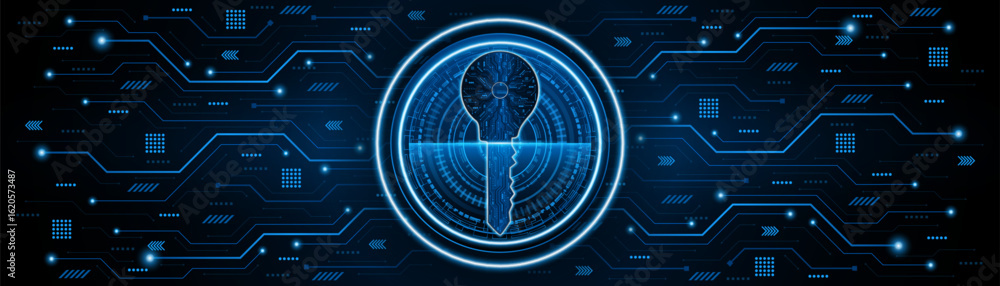 Aufkleber technology circuit board key icon. cyber ​​data security and privacy concept. modern technology inno