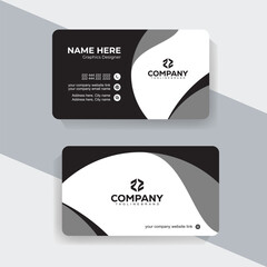 Modern Black and White Corporate Business Card Design Template. Elegant monochrome business card layout, simple and stylish design for personal or company use.