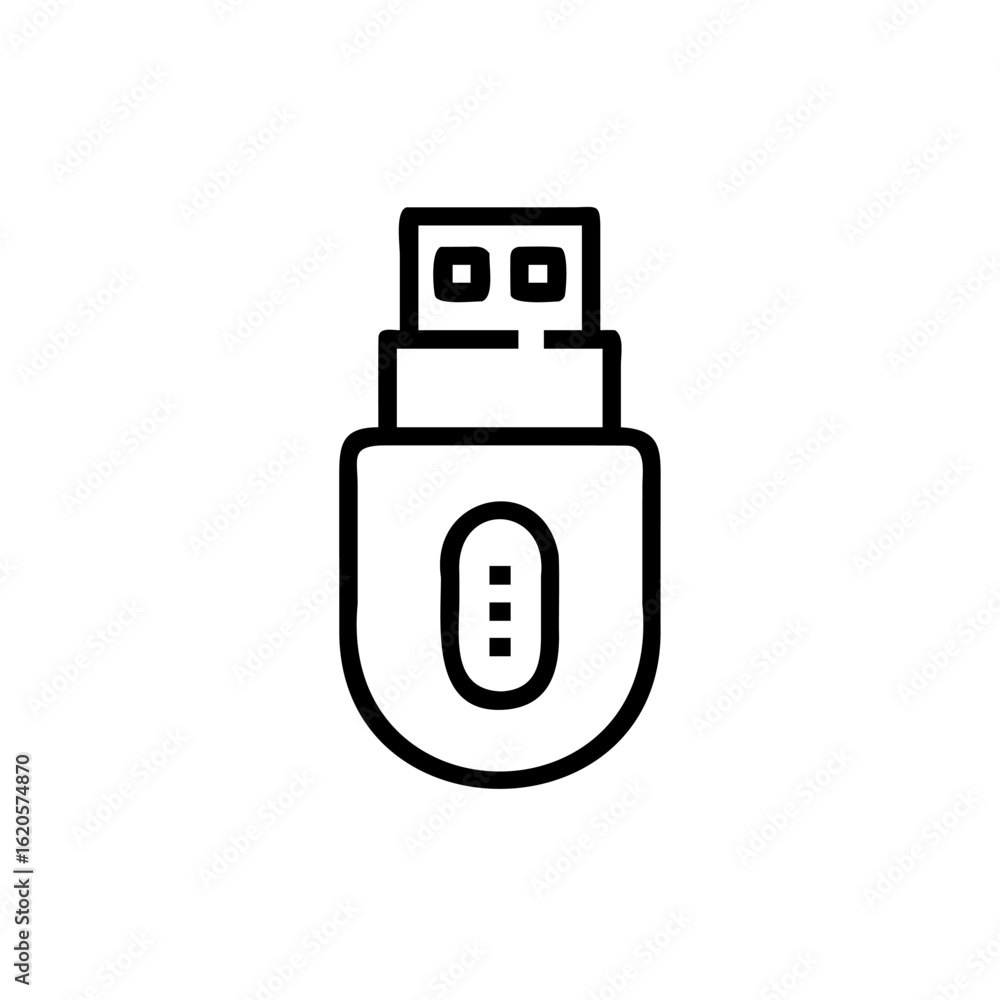 Poster outline icon a u s b flash drive with an oval indicator memory storage