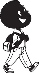 Fototapeta premium Cartoon of a happy child on his way to school or an adventure, emphasizing motivation, joy, and the spirit of childhood.