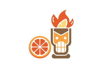 tiki mug flame symbol citrus slice decoration
