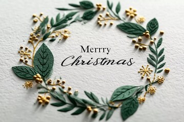 Elegant Christmas Card with Greenery Wreath and Gold Accents Embodying Holiday Spirit