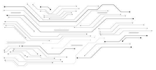 ector Technology connected white lines and dots with electronics elements on tech bg.circuit board background