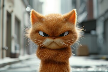 Fierce Ginger Cat Showing Attitude in an Urban Alleyway