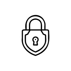 Outline lock shield icon on security protection