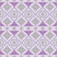Damask Pattern pastel tone. Delicate lilac-themed damask pattern in purple, pink, and gray shades. Great for vintage invitations, textiles, and feminine products.