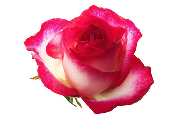 a pink rose with white tips on a white background