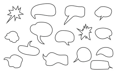 Fototapeta premium Blank comic speech bubbles with hand-drawn outlines.