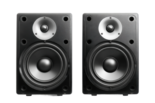 Sound wave action home studio audio equipment indoor close-up. Isolated on transparent background, png.