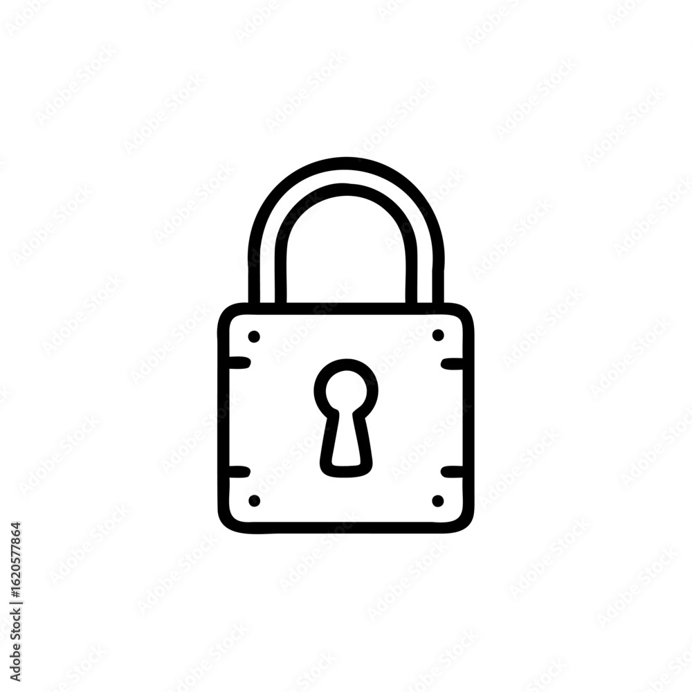 Poster outline padlock with keyhole icon on security safety