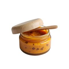Traditional Indonesian Lulur Body Scrub with Turmeric and Sandalwood Isolated on White