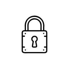 Outline padlock with keyhole icon on security safety