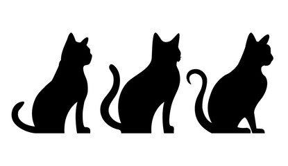 A cute vector cat icon in flat, minimalist style—ideal for pet themes, cat shadows, and patterns