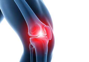 Illustration of knee joint pain and inflammation, medical concept