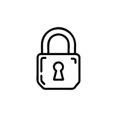 Outline padlock with keyhole on icon security protection