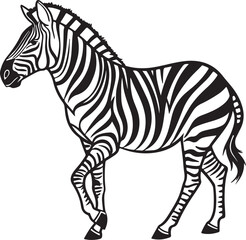 Obraz premium The image features a zebra positioned centrally, highlighting its unique striped pattern against a neutral background, Zebra vector style silhouette image