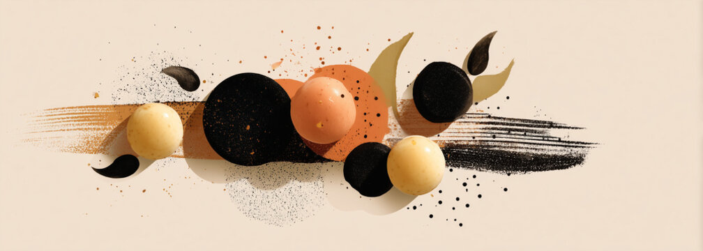 Artistic food plating design with dots and brushes