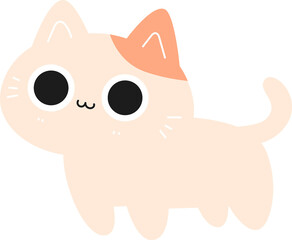 Cute orange cat smiling cartoon hand drawn simple flat design