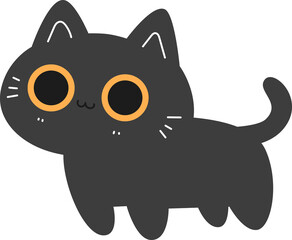 Cute black cat smiling cartoon hand drawn simple flat design