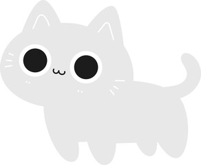 Cute gray cat smiling cartoon hand drawn simple flat design