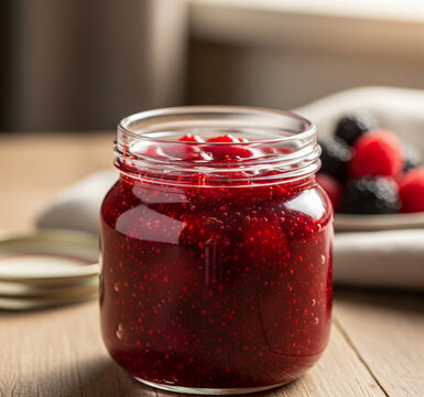 strawberry jam in a jar