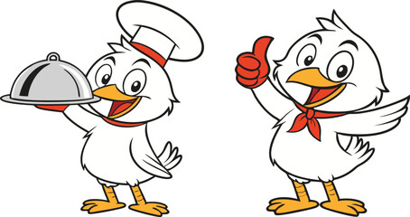 Chicks illustration vector design, Chicks logo and icon design, Chef Chicks illustration vector design