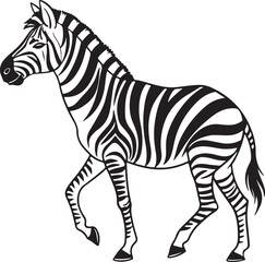 Fototapeta premium The image features a zebra positioned centrally, highlighting its unique striped pattern against a neutral background, Zebra vector style silhouette image