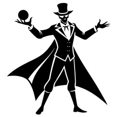 Magician performing trick with black ball performance