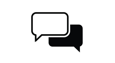 Vector illustration two overlapping chat bubbles icon on white background
