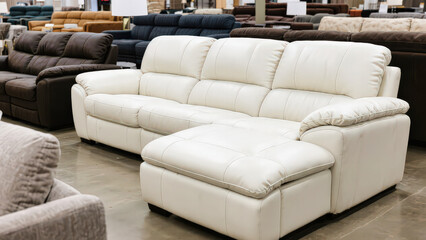 White Couch in Showroom