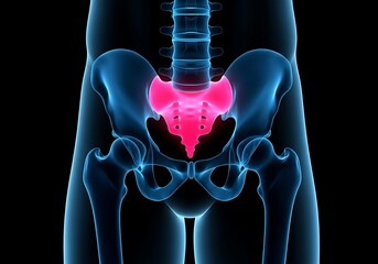 Illustration of 3d rendering of the human pelvis and hip bone anatomy