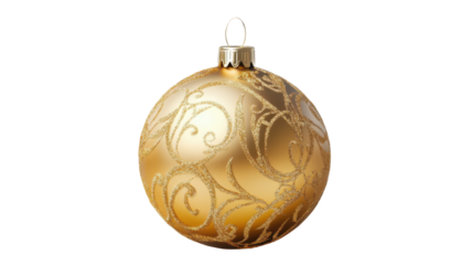 A single golden christmas ball isolated on white background 