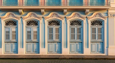 Fototapeta premium A photograph of a colonial building in blue tones