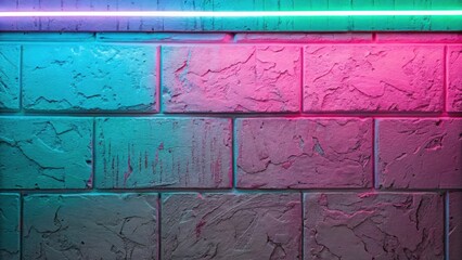 Brick wall illuminated by neon lighting