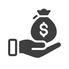 Money in hand icon Save money sign. Cash, loan, coin, dollar, saving, budget, finance, growth, investment, earning money, revenue symbol. Hands holding dollar coin flat and line style - stock vector.