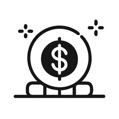 Money in hand icon Save money sign. Cash, loan, coin, dollar, saving, budget, finance, growth, investment, earning money, revenue symbol. Hands holding dollar coin flat and line style - stock vector.