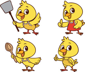 Chicks illustration vector design, Chicks icon design, Set of Yellow Chicks illustration vector design