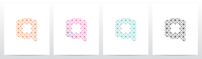 Diagonal Square Triangle Lines Letter Initial Logo Design Q