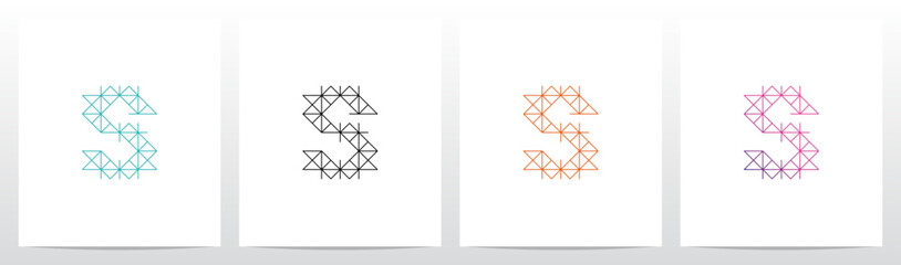 Diagonal Square Triangle Lines Letter Initial Logo Design S