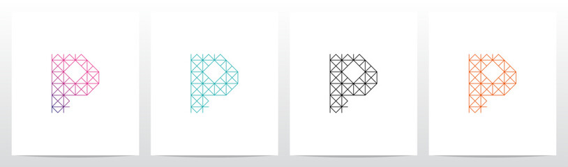 Diagonal Square Triangle Lines Letter Initial Logo Design P