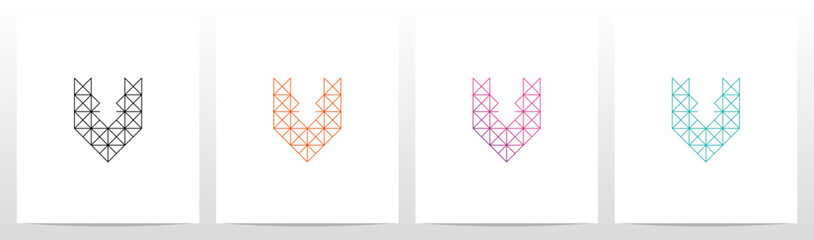 Diagonal Square Triangle Lines Letter Initial Logo Design V