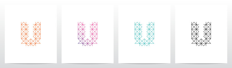 Diagonal Square Triangle Lines Letter Initial Logo Design U