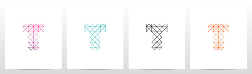 Diagonal Square Triangle Lines Letter Initial Logo Design T
