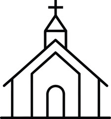 church icon outline vector illustration on transparent background