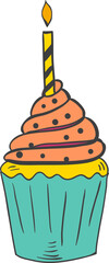 Illustration of Cupcake with Candle