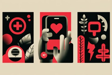 Abstract phone use designs.  Modern digital art