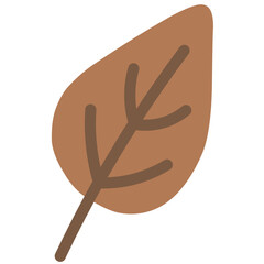 Simple stylized leaf with central brown vein, perfect for adding neutral balance in vector layouts.
